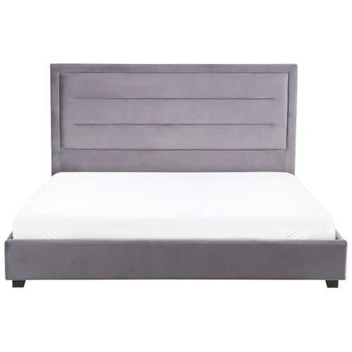 Lit Avec Sommier Velours Rouen 180 X 200 Cm Gris Foncé
