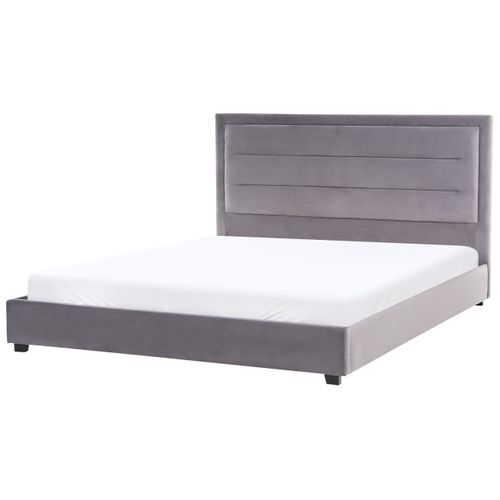 Lit Avec Sommier Velours Rouen 180 X 200 Cm Gris Foncé