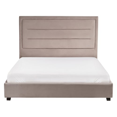 Lit Avec Sommier Velours Rouen 140 X 200 Cm Taupe