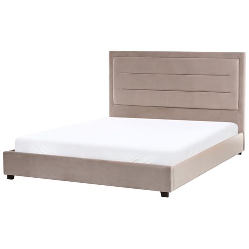 Lit Avec Sommier Velours Rouen 160 X 200 Cm Taupe
