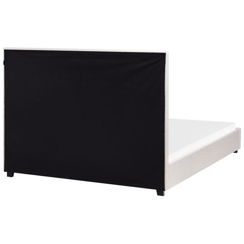 Lit Avec Sommier Tissu Rouen 140 X 200 Cm Beige Clair