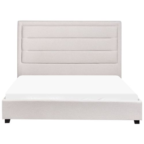 Lit Avec Sommier Tissu Rouen 140 X 200 Cm Beige Clair
