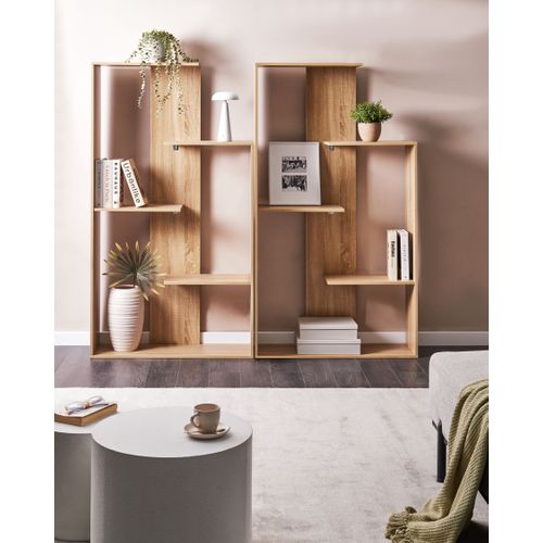 Bibliothèque 3 Étagères Kahntah 163 Cm Marron Clair