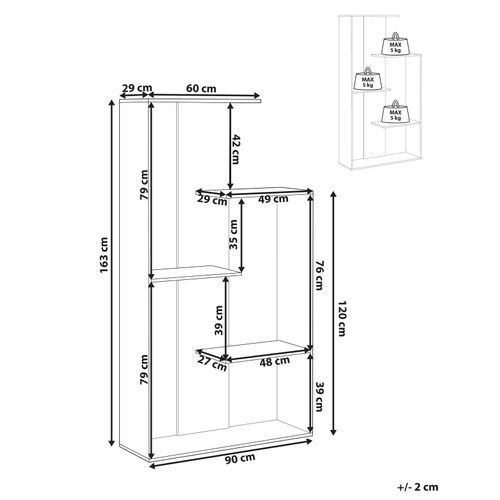 Bibliothèque 3 Étagères Kahntah 163 Cm Marron Clair