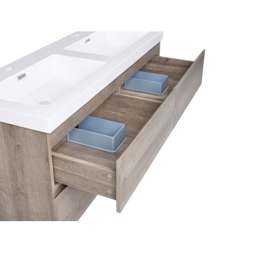 Meuble-lavabo Double à Fixation Murale Viedma Taupe