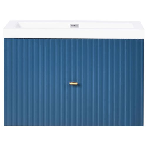 Meuble-lavabo Mural Avec Vasque Avec Poignée Dorée Lago Bleu Foncé