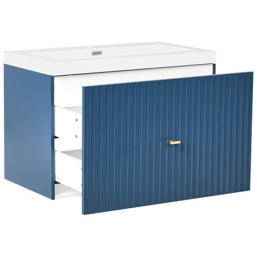 Meuble-lavabo Mural Avec Vasque Avec Poignée Dorée Lago Bleu Foncé