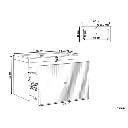 Meuble-lavabo Mural Avec Vasque Avec Poignée Dorée Lago Bleu Foncé
