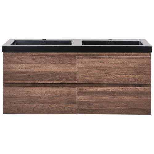 Meuble-lavabo Double à Fixation Murale Cardiel Marron Foncé