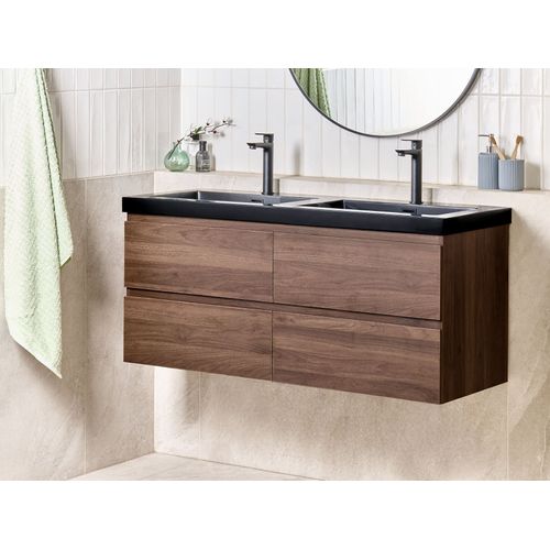 Meuble-lavabo Double à Fixation Murale Cardiel Marron Foncé