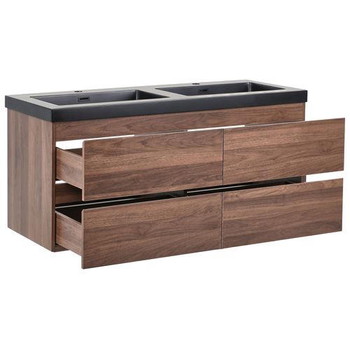 Meuble-lavabo Double à Fixation Murale Cardiel Marron Foncé