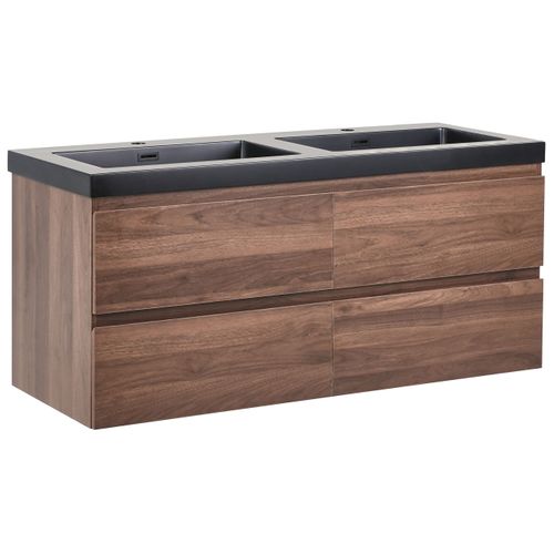 Meuble-lavabo Double à Fixation Murale Cardiel Marron Foncé