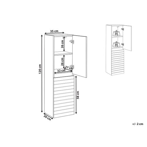 Armoire Murale De Salle De Bains Urucu 35 Cm Marron Clair