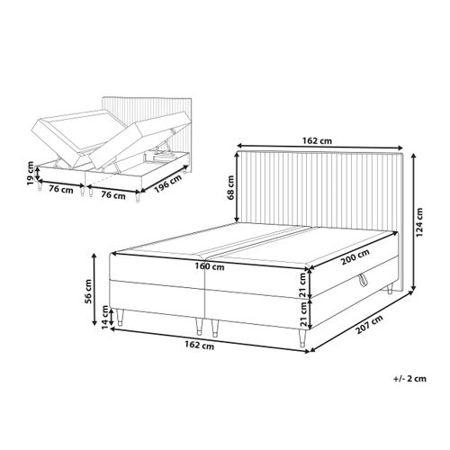 Lit Boxspring Avec Rangement Velours Dame 160 X 200 Cm Blanc Cassé