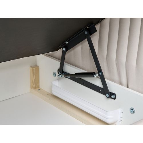 Lit Boxspring Avec Rangement Velours Dame 160 X 200 Cm Blanc Cassé