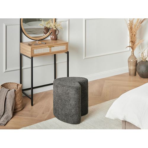 Pouf Scotia Tissu Chenille Gris Foncé