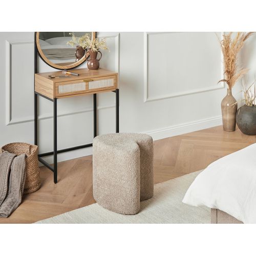 Pouf Scotia Tissu Chenille Marron Clair