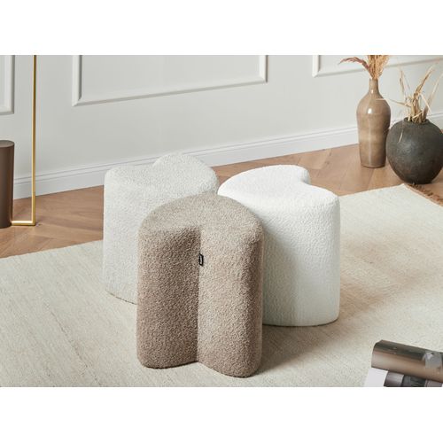 Pouf Scotia Tissu Chenille Marron Clair