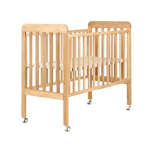 Lit De Bébé Bois De Pin Bodmin 60 X 120 Cm Avec Roues Marron Clair