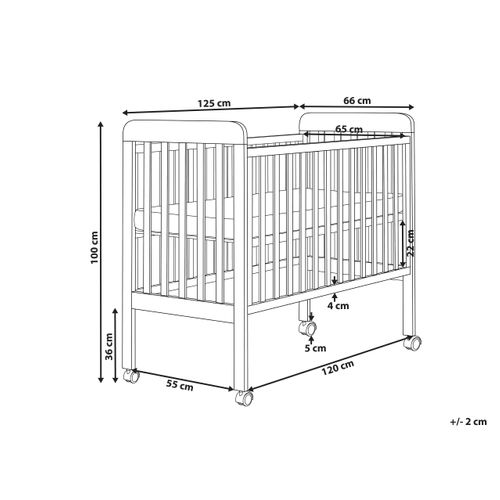 Lit De Bébé Bois De Pin Bodmin 60 X 120 Cm Avec Roues Marron Clair
