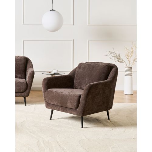 Fauteuil Eiby Tissu Chenille Marron Foncé