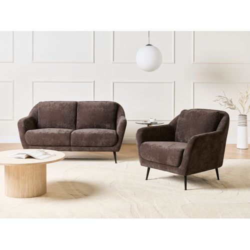 Fauteuil Eiby Tissu Chenille Marron Foncé