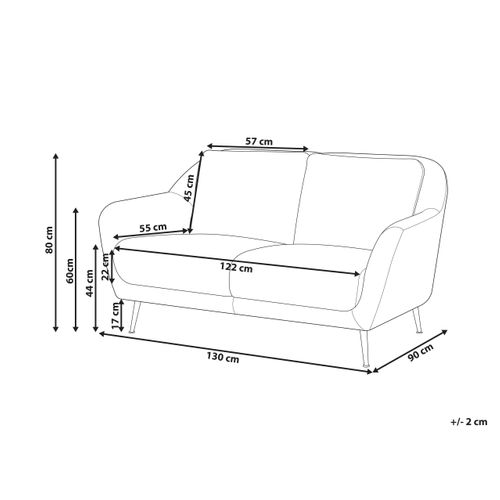 Canapé 2 Places Eiby Tissu Chenille Blanc