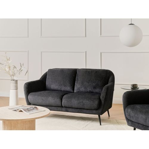 Canapé 2 Places Eiby Tissu Chenille Noir