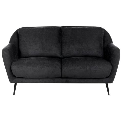 Canapé 2 Places Eiby Tissu Chenille Noir