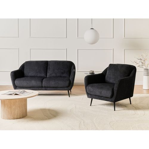 Ensemble De Salon 3 Places Eiby Tissu Chenille Noir