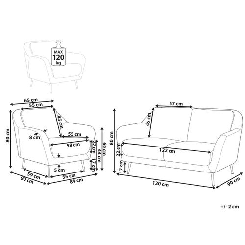 Ensemble De Salon 3 Places Eiby Tissu Chenille Noir