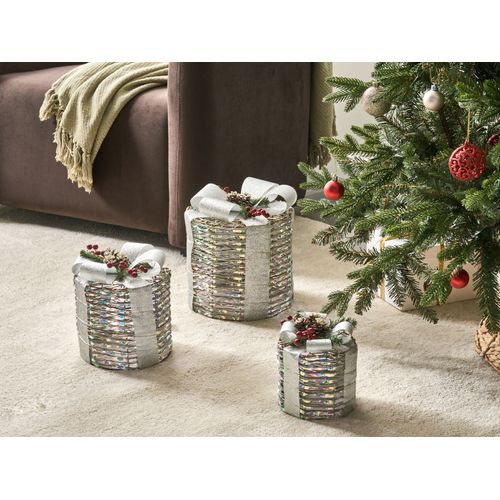 Lot De 3 Décorations De Noël LED Julso Cadeaux De Noël 20/25/30 Cm Argenté