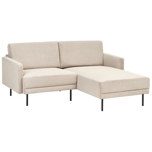 Canapé D'angle 2 Places Breda Velours Côtelé Beige Côté Gauche