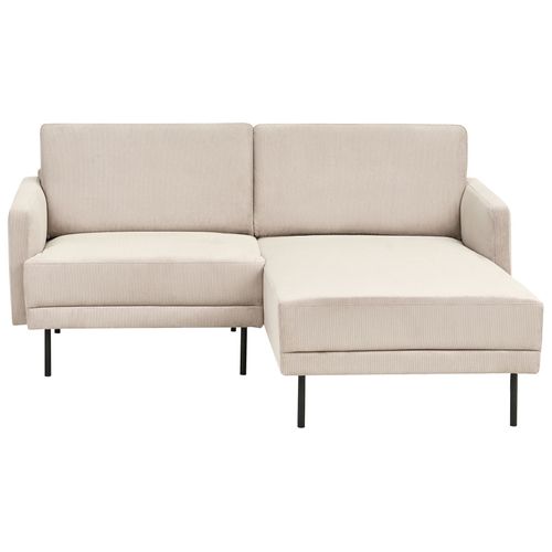 Canapé D'angle 2 Places Breda Velours Côtelé Beige Côté Gauche