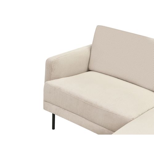 Canapé D'angle 2 Places Breda Velours Côtelé Beige Côté Gauche