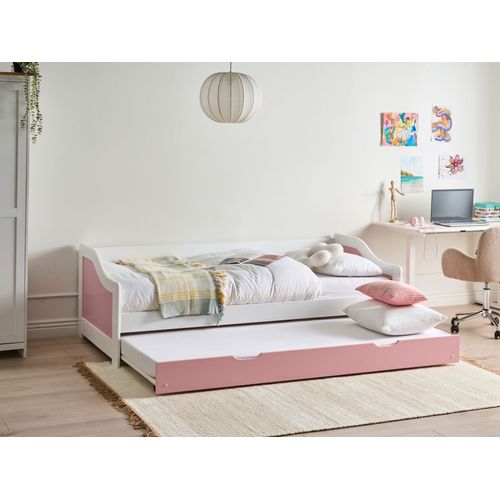 Lit Gigogne Bois De Pin Luneray 90 X 200 Cm Rose