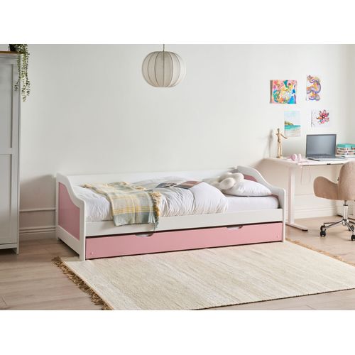 Lit Gigogne Bois De Pin Luneray 90 X 200 Cm Rose