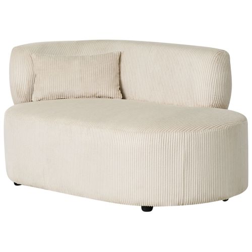 Chaise Longue Côté Gauche Vanvey Velours Côtelé Beige Clair
