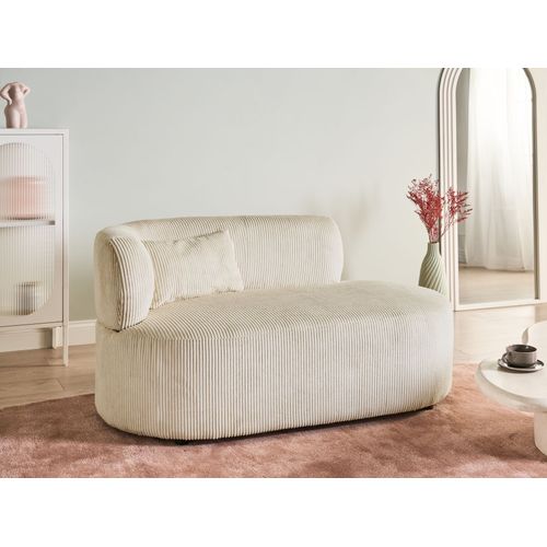 Chaise Longue Côté Gauche Vanvey Velours Côtelé Beige Clair