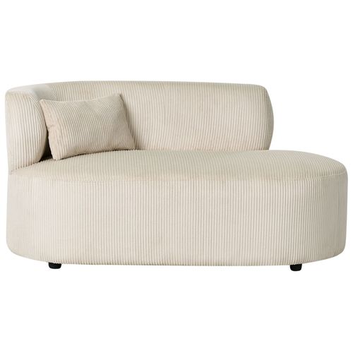 Chaise Longue Côté Gauche Vanvey Velours Côtelé Beige Clair