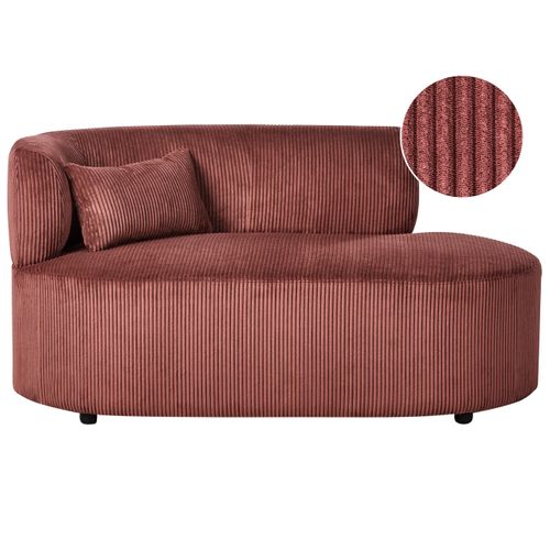 Chaise Longue Côté Gauche Vanvey Velours Côtelé Rouge