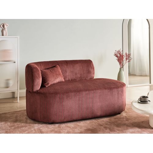 Chaise Longue Côté Gauche Vanvey Velours Côtelé Rouge