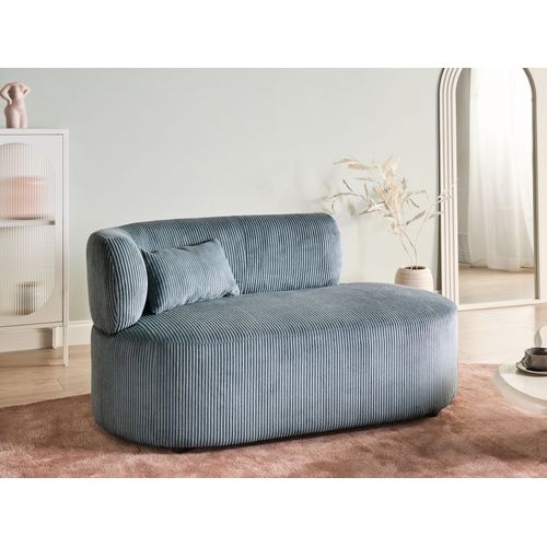 Méridienne Côté Gauche Vanvey Velours Côtelé Bleu