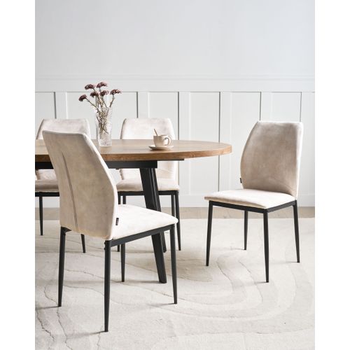 Lot De 4 Chaises De Salle à Manger Rocheport Tissu Beige Clair
