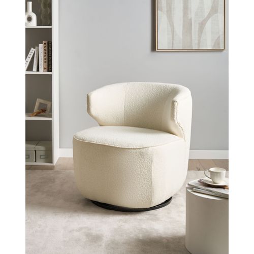 Fauteuil Pivotant Molleby Bouclé Blanc Cassé