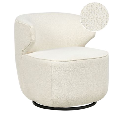 Fauteuil Pivotant Molleby Bouclé Blanc Cassé