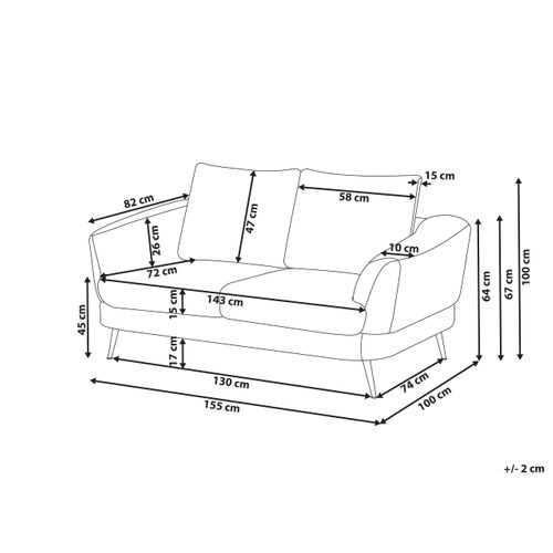 Canapé 2 Places Kjaer Tissu Chenille Marron Foncé