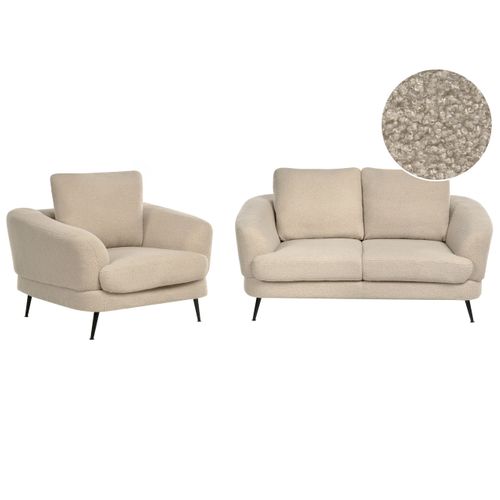 Ensemble De Salon 3 Places Kjaer Bouclé Beige Clair