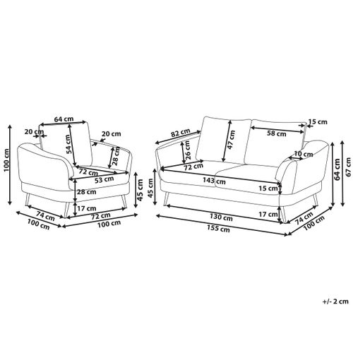Ensemble De Salon 3 Places Kjaer Tissu Blanc Cassé