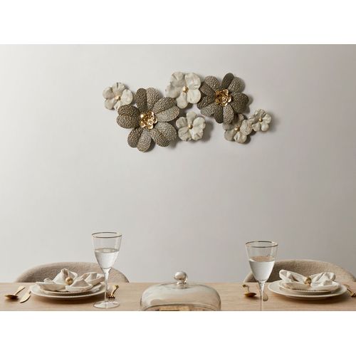 Décoration Murale Fleur Lanthanum Métal 52 Cm Beige